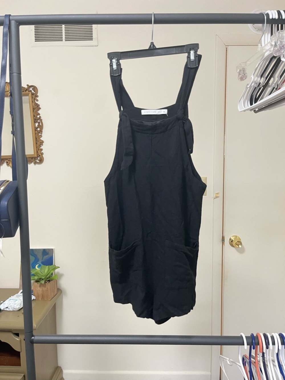 Altar'd State Black Tie-Shoulder Romper